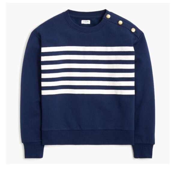 J. Crew Factory Tops - NWT J.Crew Striped Button-shoulder Crewneck Pullover